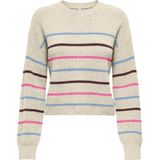 ONLY Trui 'ONLIbi'  beige / lichtblauw / chocoladebruin / pink