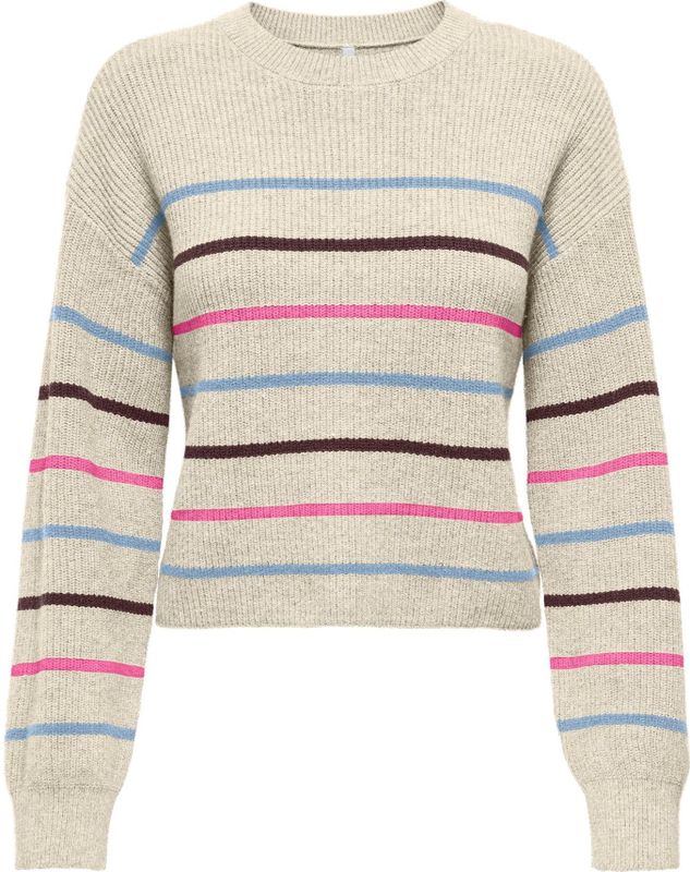ONLY Trui 'ONLIbi'  beige / lichtblauw / chocoladebruin / pink