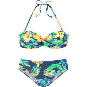 Bandeau Bikini - Nachtblauw/Geel - Polyamide/Microvezel - Gewatteerd
