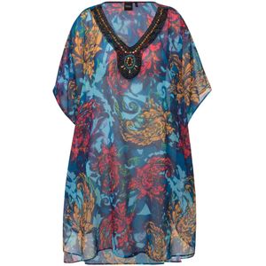 Ulla Popken Tuniek 'Lucia'  turquoise / petrol / oranje / rood