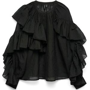 Vmsabrina - Blouse - O-hals - Lange Mouwen - Volumineuze Mouwen - Ruches - Regular Fit