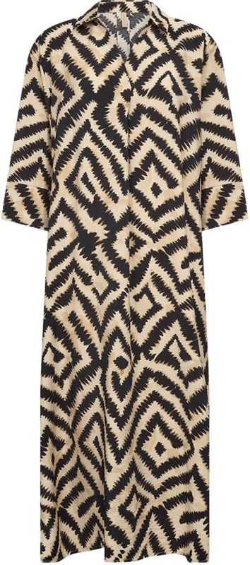 Soyaconcept - PIXI - Midi-jurk - Viscosemix - Platte Kraag - V-hals - 3/4-mouw