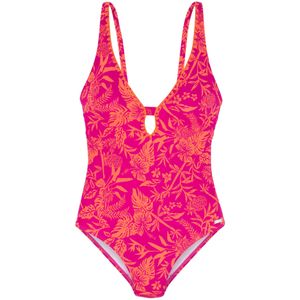 Beenlijn - Badpak - Oranje/Pink Gedessineerd - Gehaakt Randje