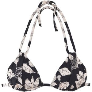 Look - Gebloemd - Triangelbikini - Zwart/crème - Gewatteerde Cup