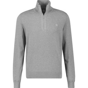 Lerros - Schipperstrui - Platinum Grey Melange - Fijngebreide Trui met Troyer-kraag