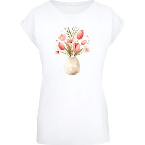F4NT4STIC Shirt 'Rosa Frühlingsblumenstrauß In Vase'  donkerbeige / appel / rood / wit