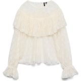 Blousetops - Top - Lange Mouwen - O-hals - Ruches - Kanten Detail