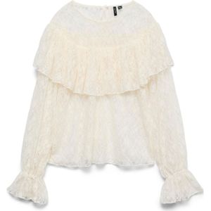 Blousetops - Top - Lange Mouwen - O-hals - Ruches - Kanten Detail