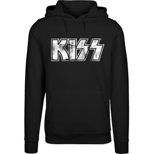 F4NT4STIC Sweatshirt 'Kiss Rock Music Band Vintage '  zwart / wit