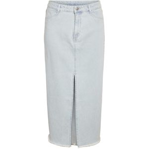 Strokenrok - Effen - Denim - Lang - Gewassen Effect