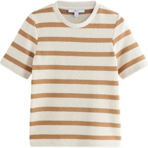 Next - Trui - Karamel/Wit - Gestreept - Ronde Hals
