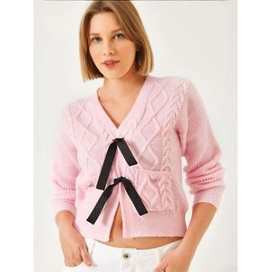 Bianco Lucci Gebreid vest  rosa / zwart