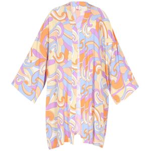 IZIA Kimono  lichtblauw / geel / lila / oranje