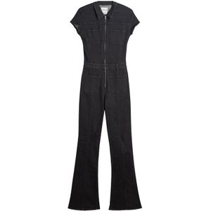 Bershka - Jumpsuit - Zwart - Lang/maxi - Slanke Pasvorm - Denim