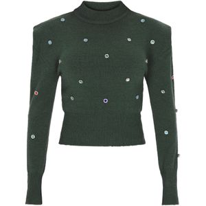 faina Trui  blauw / spar / zilver