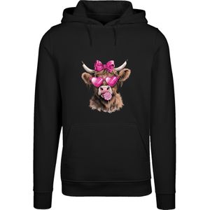 F4NT4STIC Sweatshirt 'Highland Cow Valentinstag Sonnenbrille'  bruin / pink / zwart
