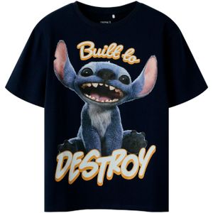 NAME IT Shirt 'NKMNILA STITCH'  navy / indigo / oranje / lichtroze