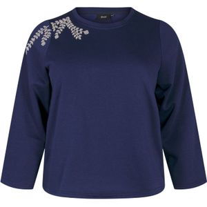 Zizzi Sweatshirt 'MKIHOLM'  navy / zilver