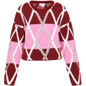 IZIA Trui  pink / bourgogne / wit
