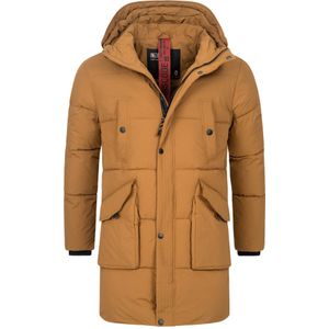 INDICODE JEANS Winterjas 'Dexter'  camel / zwart