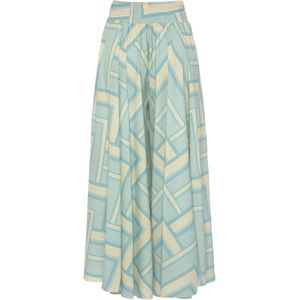 Culotte - Mint/Geel/Blauw - Gladde Stof - Extra Wijde Pijpen