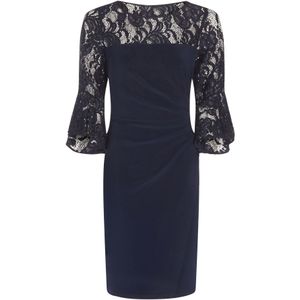 Adrianna Papell Cocktailjurk 'Bell Sleeve Jersey Drape Dress'  donkerblauw
