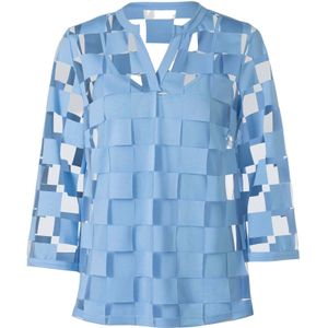 Hemelsblauw Geruite Bikini - 50% Polyester 50% Viscose - Zonder Sluiting