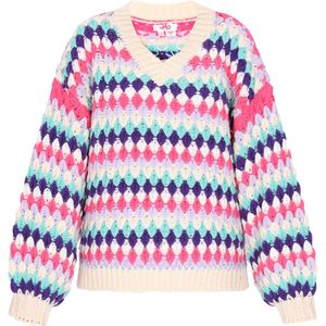 MYMO Trui 'Young Fashion'  beige / navy / turquoise / framboos