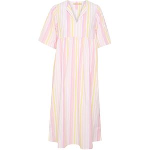 CULTURE Jurk 'Beha'  beige / lichtgeel / pink / wit