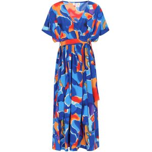 ebeeza Jurk 'Spring Summer'  navy / lichtblauw / oranje / donkeroranje
