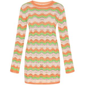 IZIA Gebreide jurk 'Festival'  beige / lichtgroen / sering / oranje