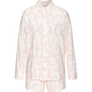 Pyjama - Roze/Wit Gedessineerd - V-hals - Lange Mouwen - Casual Fit
