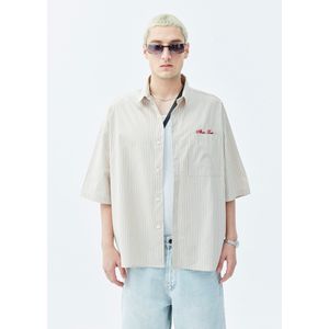 VAMOS CLO Overhemd 'Sherman'  sand / bloedrood / wit