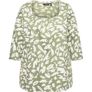 Ulla Popken Shirt  olijfgroen / wit