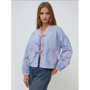 Hiccup Blouse  blauw / rosa / wit