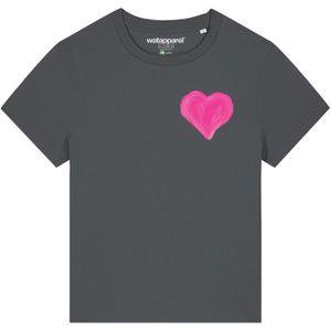 Watapparel Shirt ' Pink Heart '  antraciet / pink
