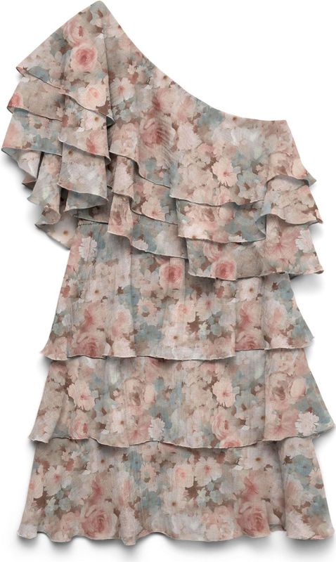 Vmsabrina - Korte Jurk - Een Schouder - Ruches - Regular Fit