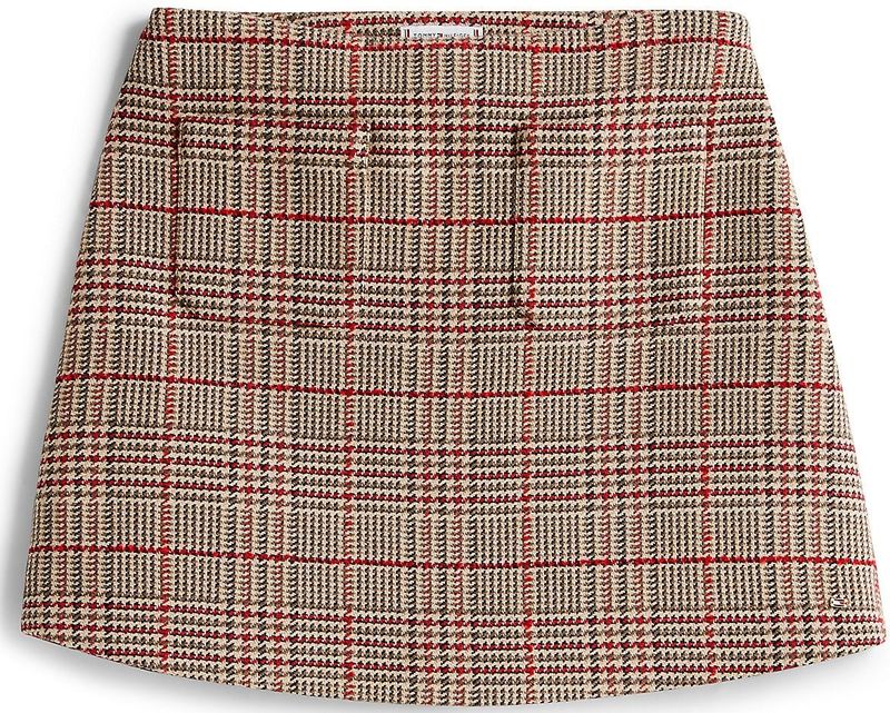 TOMMY HILFIGER - Minirok - Bruin - Geruit - Gerecycled Materiaal