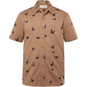 JP1880 Overhemd  lichtbruin / zwart gemêleerd