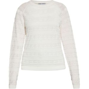 Usha - Gebreide Trui - Wolwit - Lange Mouw - Ronde Hals
