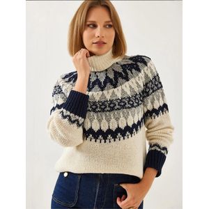 Bianco Lucci Trui  crème / donkerblauw / grijs