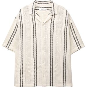 Pull&Bear Overhemd  ecru / zwart