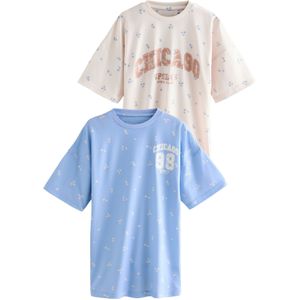 Next Nachthemd  lichtbeige / blauw / bruin / wit