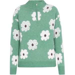 swirly Trui  bruin / groen / wit