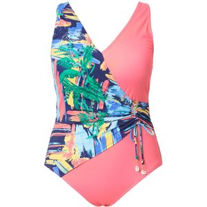 Ulla Popken Badpak  gemengde kleuren / zalm roze