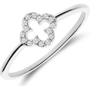 Lucardi - Klaver Zilveren Ring - Ring - Zilverkleurig - 925 Zilver