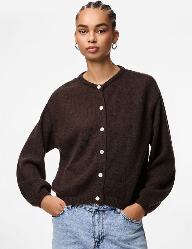 Pcida - Gebreid Vest - Knoopsluiting - Ronde Hals - Lange Mouwen