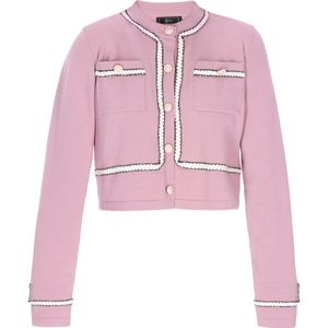 faina Gebreid vest  oudroze / zwart / wit