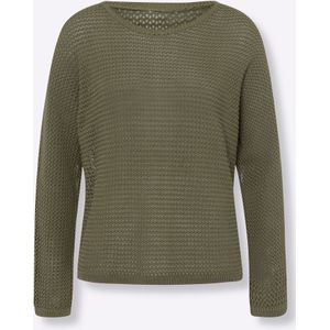 Gebreide Trui - Kaki - 100% Katoen - Lange Mouwen