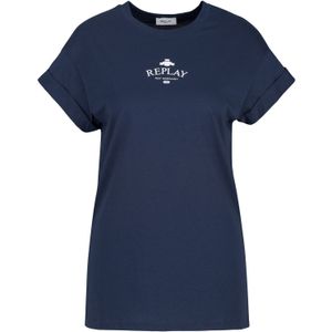 REPLAY Shirt  donkerblauw / wit